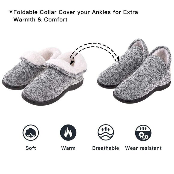Women Slippers 6 Warm Fleece House Shoes Memory Foam - Picture 5 of 7